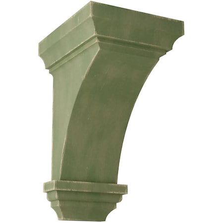 Ekena Millwork 6"W x 6 3/4"D x 12"H Large Jefferson Wood Vintage Decor Corbel, Restoration Green CORWD06X06X12JEGR